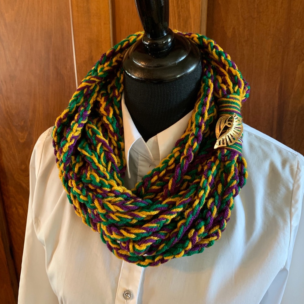 Mardi Gras Crocheted Scarf